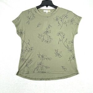 C&C California Camille Floral Tee Women's S Green Short Sleeve Crew Neck NWT